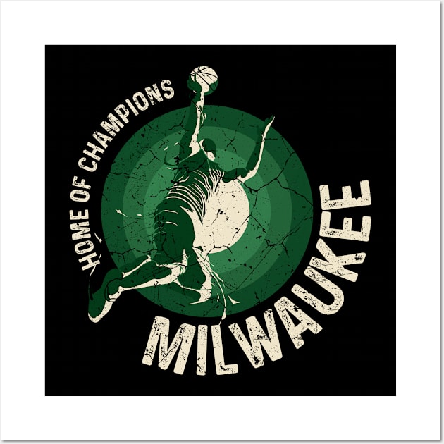 Vintage Milwaukee Wisconsin B-Ball Basketball Game Fans Wall Art by MintaApparel